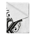 thumbnail image 2 of Letter K Soft Flannel Fleece Throw Blanket, Uppercase Design from Medieval Times Typography Sign Alphabet Pattern, Cozy Plush for Indoor and Outdoor Use, 50" x 70", Black Grey White, by Ambesonne, 2 of 5