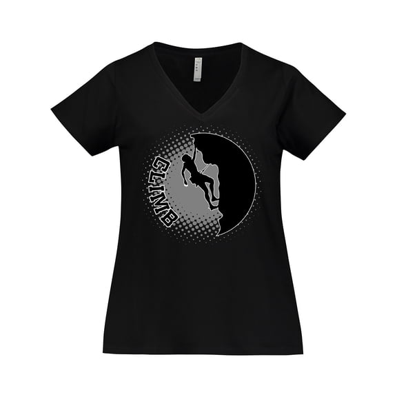 Inktastic Rock Climbing Silhouette Women's Plus Size V-Neck T-Shirt