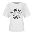 thumbnail image 3 of Graphic Tees for Women Graphic Tees For Women 2024 Short Sleeve Crew Neck T-Shirts with Halloween Print Cute Athletic Tops for Women Lightweight Everyday Wear Comfortable Casual Style White S, 3 of 3
