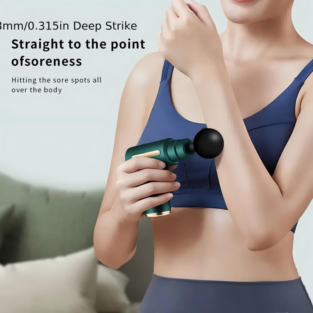 Fascia Gun - Muscle Massage Gun - Handheld Deep Tissue Massager - Percussion Chiropractic Massager with 6 Adjustable Speeds and 4 Heads for Athletes to Relief Pain and Relax (Grey)