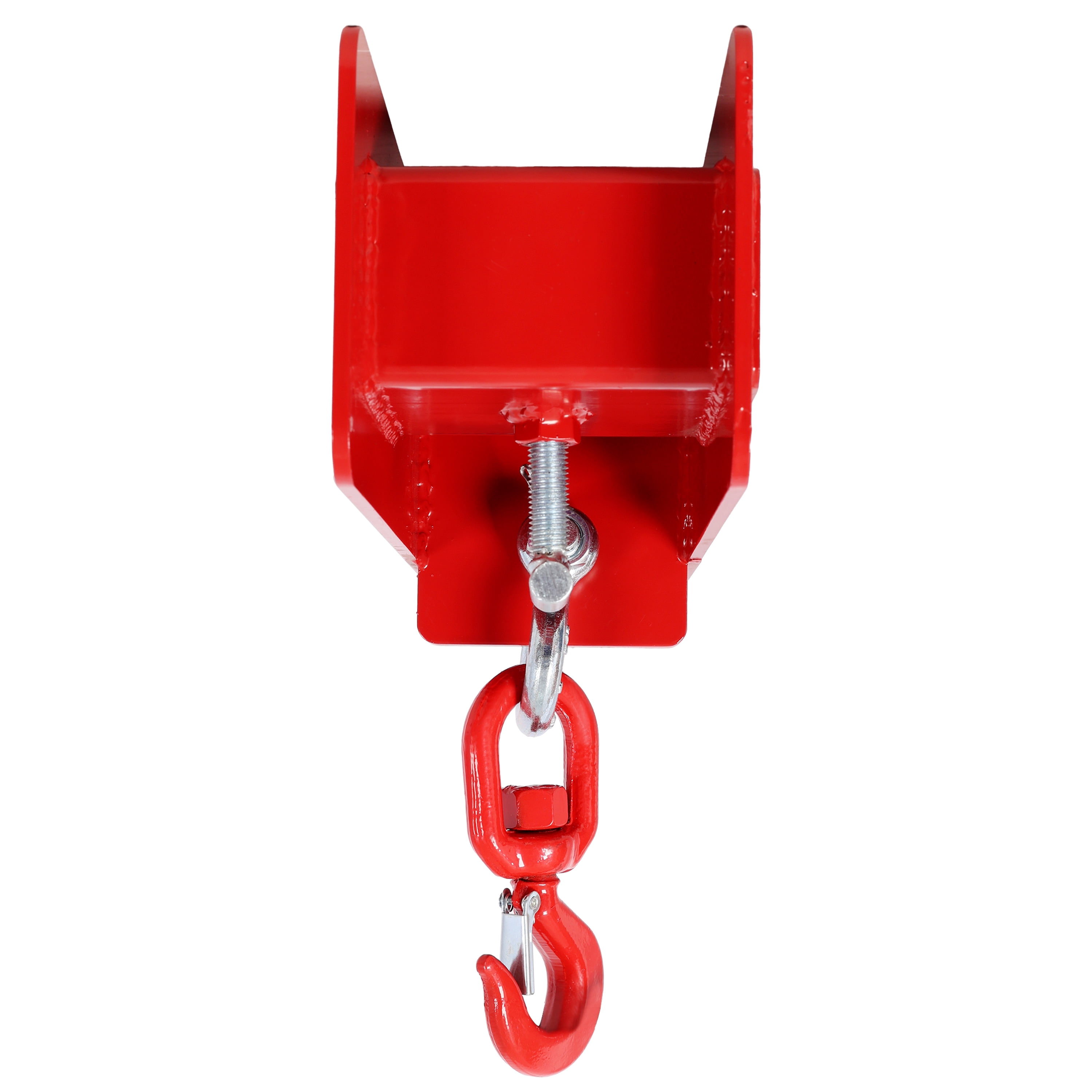 Heavy Duty Forklift Mobile Crane Attachment, 4400 LBS Load Capacity Fork Lifting Hoist with Safety Hook & Dual Large T-Bolts, Red Forklift Fork Mount Lifting Hook for Warehouse Material Handling