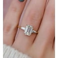 thumbnail image 4 of Blue Jewel 14K White Gold Plated Diamond Ring - 2 Ct VVS1/D Emerald Cut Lab Created Simulated Diamond Ring - Emerald Cut Three Stone Ring for Women's - Engagement Wedding Trilogy Rings for Her, 4 of 7