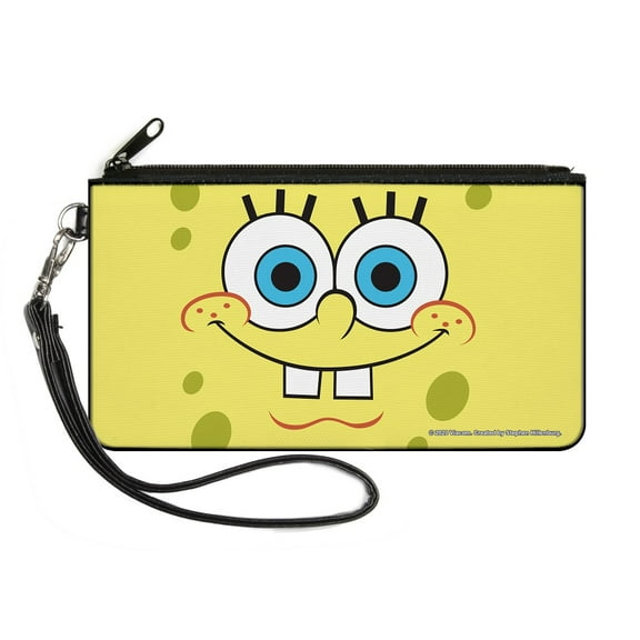Nickelodeon Wallet, Zip Pouch, Spongebob Face Close Up Yellows, Canvas