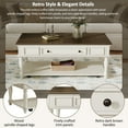 thumbnail image 4 of Harper & Bright Designs Farmhouse Coffee Table with Drawer, Vintage Rectangle Center Table with Lockable Wheels for Living Room, Grey+White, 4 of 11