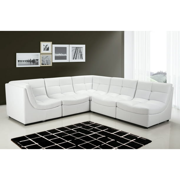 Best Master Furniture Cloud Modular Sectional 6 Pcs in White Bonded