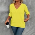 thumbnail image 3 of RRMuAzgs V-neck Long Sleeve Shirts for Women Casual Solid Color Pullover Sweatshirt Oversize Tops Womens Sweaters Plus Size, 3 of 9