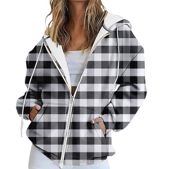 Bovemsi Sweatshirt for Women Women's Fashion Spring Autumn Casual Long Sleeve Sweatshirts Zip Up Hoodie