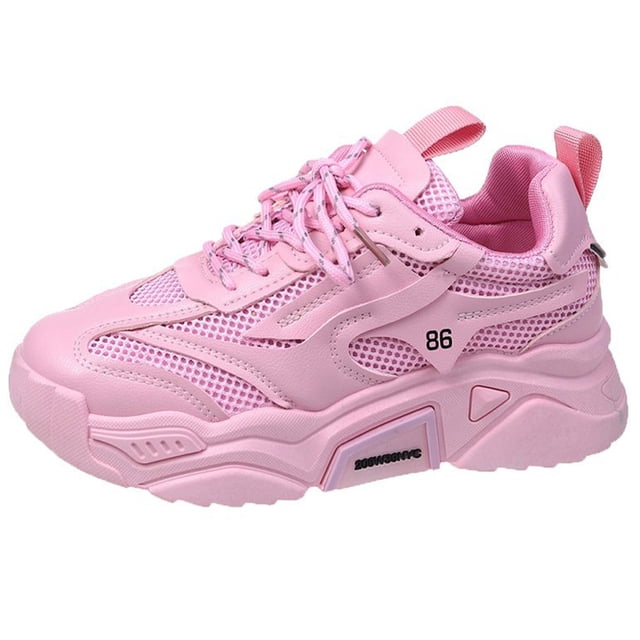 Mujeres zapatillas gruesas zapatos deportivos de malla sin deslizamiento de zapatillas gruesas de zapatillas de deporte sin alivio.