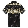 thumbnail image 3 of Made in Hawaii Men's Hawaiian Shirt Aloha Shirt Palm with Cross Hibiscus in Black, 3 of 5