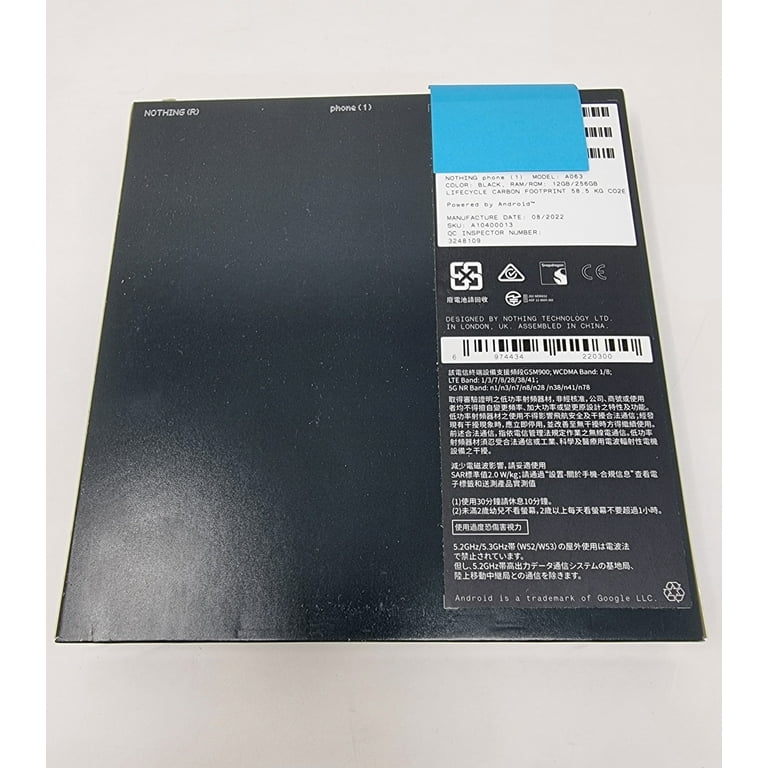 Nothing Phone 1 A063 256GB 12GB RAM 5G, DUAL SIM, Unlocked, AT&T