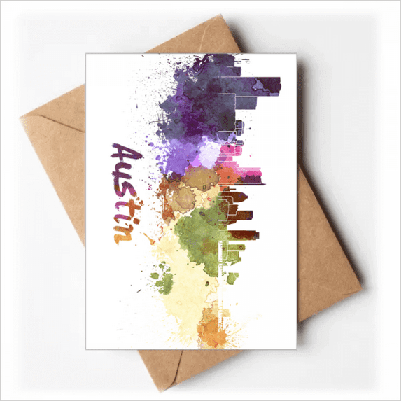 Austin America City Watercolor Greeting Cards You are Invited Invitations