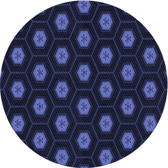 Ahgly Company Indoor Round Patterned Night Blue Area Rugs, 8' Round