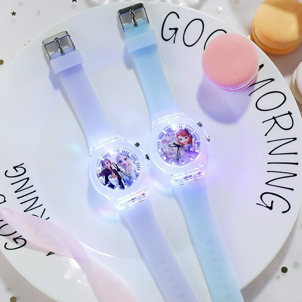 Reloj de Frozen de Disney reloj luminoso de princesa Aisha para ninos reloj de luces de colores de silicona para estudiantes regalos para ninas