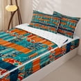 thumbnail image 3 of jejeloiu Soft Tribal Zipper Full Size Comforter Sets with Fitted Sheet and 2 Pillowcases For Men Women,Minimalist Print Zipper Bedding Set,Beige Blue,Reversible,4-Piece, 3 of 7