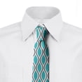 thumbnail image 2 of Abstract Necktie, Wavy Lines Ogee Shapes, Dress Tie, 3.7", Charcoal Grey Turquoise, by Ambesonne, 2 of 3