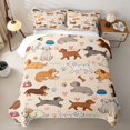 thumbnail image 2 of Manfei Cartoon Pug Bed Spread Queen, Dalmatian Dog Paw Queen Coverlet Set, Cream, 3-Piece, 1 Quilt and 2 Pillowcases, 2 of 7