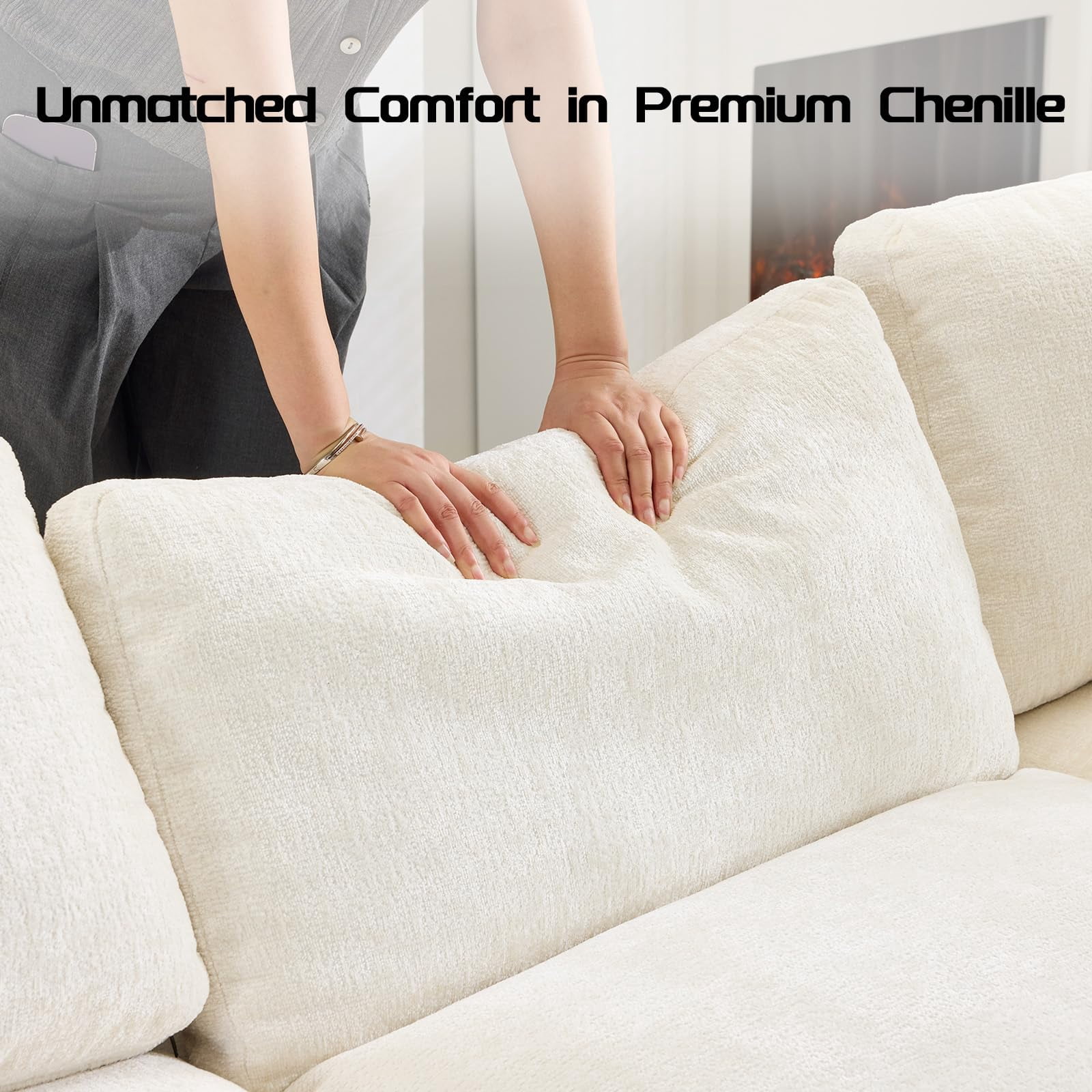 110" Boneless Sectional Couch Cloud Couches 3 Seater Modular Sectional Sofa, No Assembly Required
