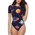 thumbnail image 1 of Fotbe Space Planet Body de Mujer con Cuello Redondo y Mangas Cortas, Sin Mangas Ajustado, Suave, Cómodo y Básico-X-Large, 1 of 7