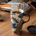 thumbnail image 7 of Topadorn Blue & Yellow Paisley Floral Ceramic Travel Mug, 17oz, Spill-Resistant Lid, Microwave & Dishwasher Safe, Gift Boxed, 7 of 7