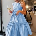 thumbnail image 2 of EQWLJWE Robes d'Été pour Femmes 2023 Mode Femmes Col Rond Sans Manches Volant Été Solide Fermeture Éclair Bandage Robe Maxi Robes pour Femmes 2023, 2 of 7