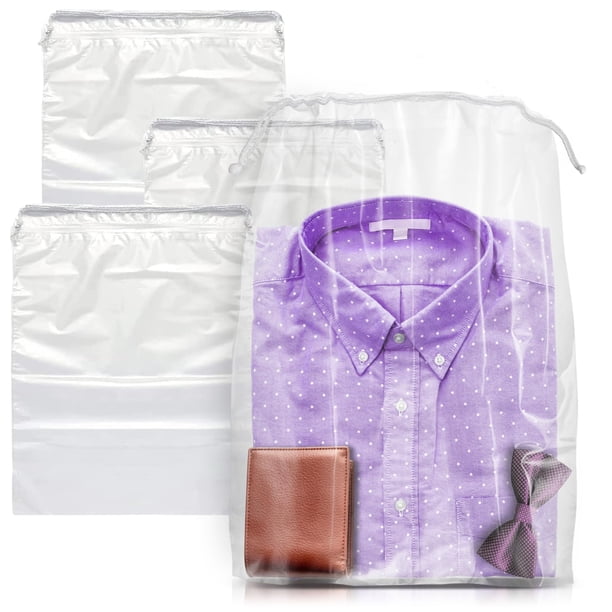 Bolsas Con Cordón Transparentes Paquete De 8 X 10 De 100 Bolsas De Regalo Con Cordón Impermeables Bolsas Para Zapatos De Viaje De Polietileno De 2 Mil Para Embalaje Almacenamiento De Envío Bolsas Para