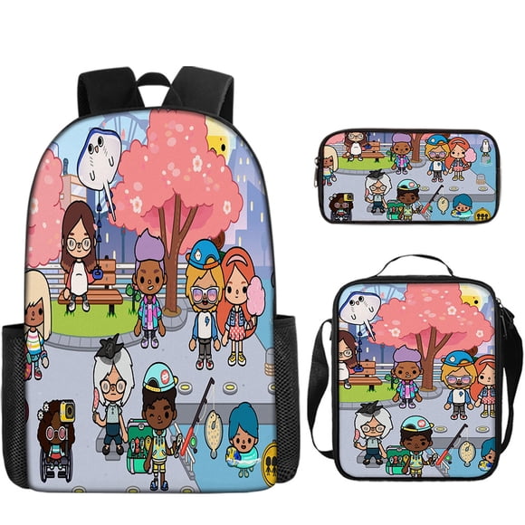 Toca Life World Toca Life World Backpack Cartoon Animation Backpack Printed Backpack Three-Piece Set