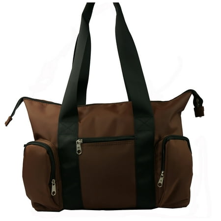 Woman Tote Bag Large Microfiber Handbag Shoulder Messenger Bag Diaper Bag With 3 Front Zippered Pockets