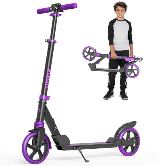 SIMATE Kick Scooter for Kids Ages 6 ,3 Adjustable Levels,Foldable and Lightweight with Suspension, 8in Big Wheels for Teen and Adults,Max Load 240 LBS
