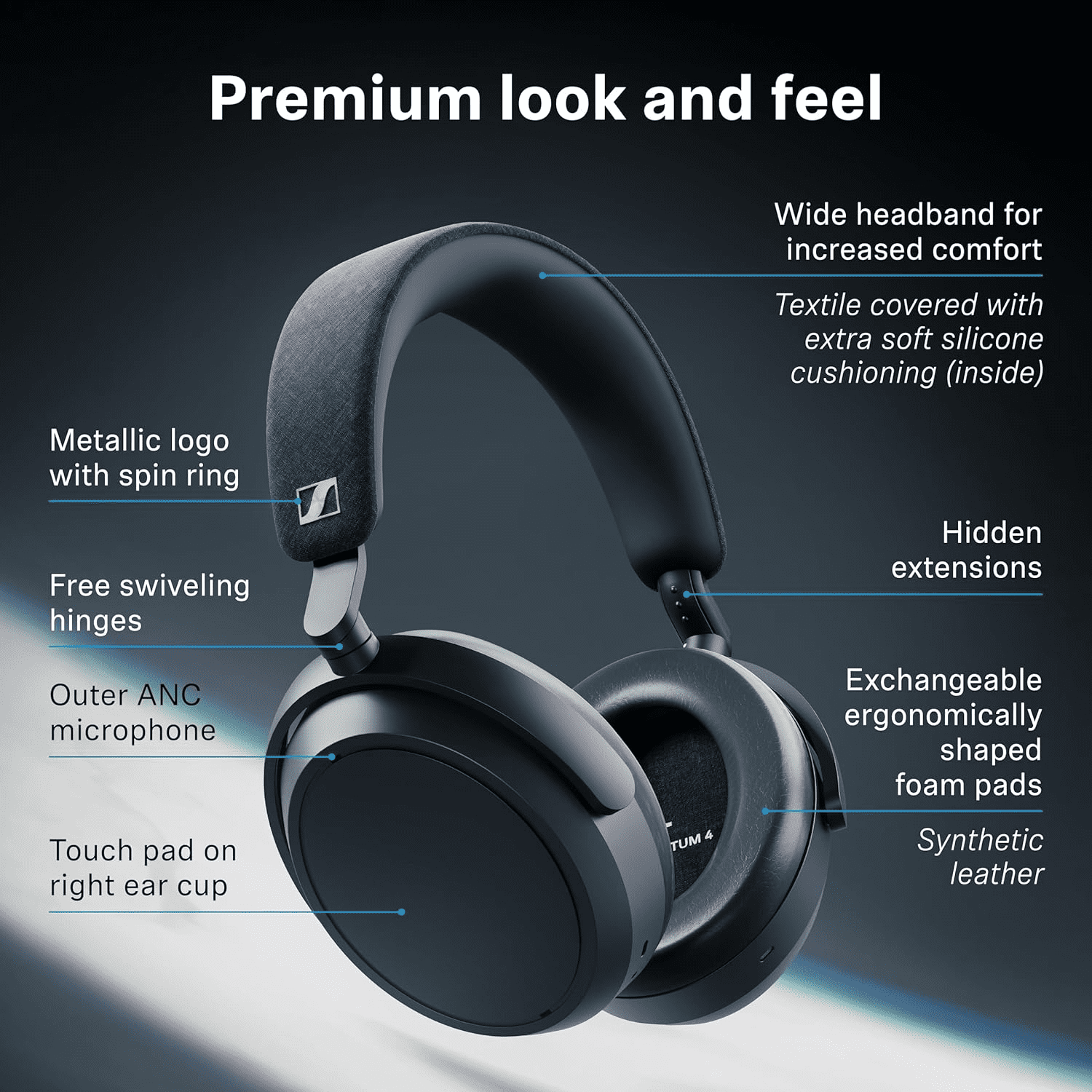 Sennheiser Momentum 4 SE Wireless Headphones - ANC, 60 hr Battery (Black/Copper)