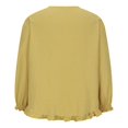 thumbnail image 4 of yunLCZ Women's Button Down Shirts Ladies Summer Solid Loose Ruffle Bottom Cuffs Crew Neck Long Sleeve Shirt Women's Button Down Shirts, 4 of 4