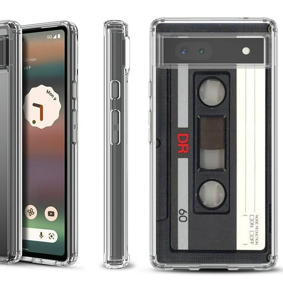 Shockproof Bumper Phone Case for Google Pixel 6a, by OneToughShield ® - Vintage Cassette