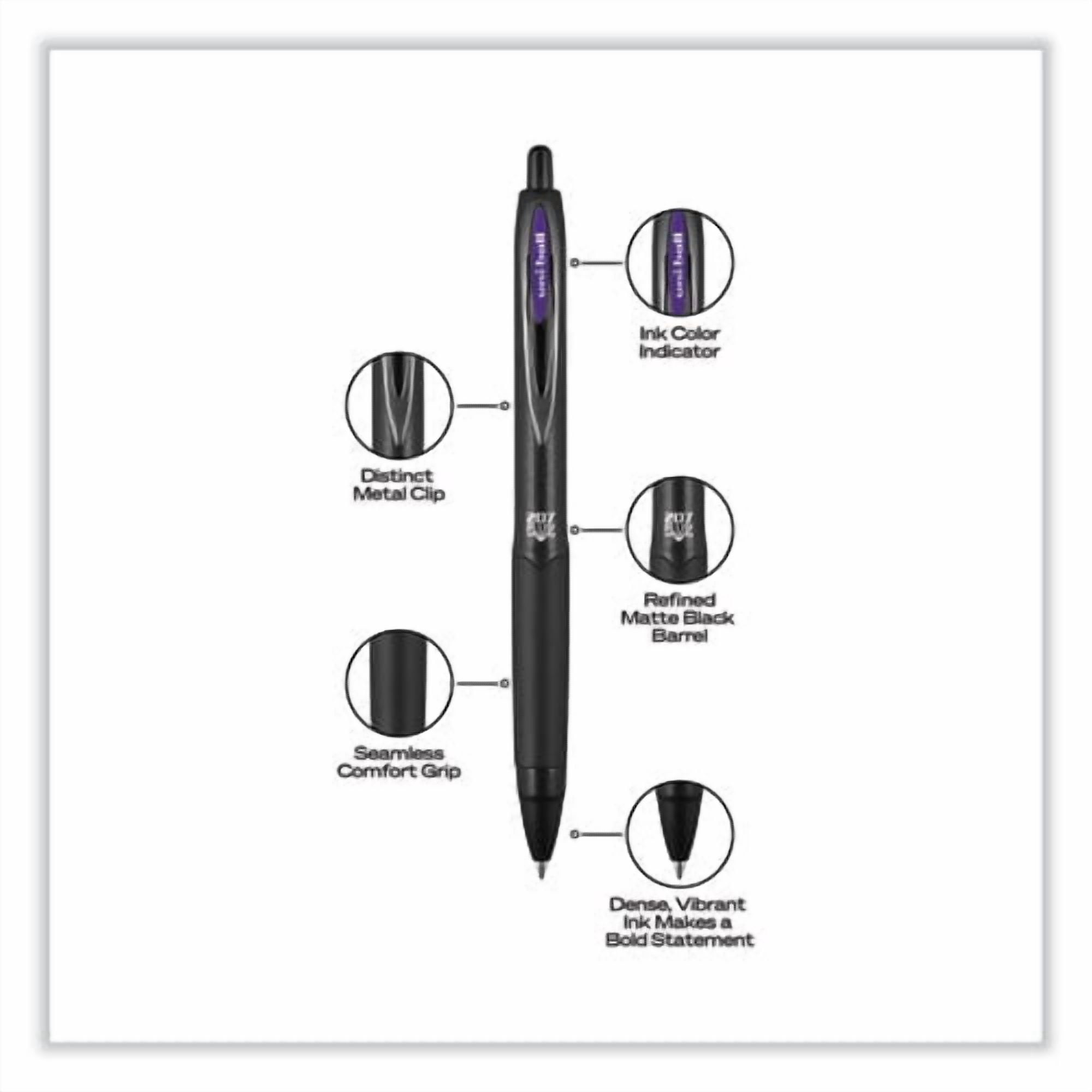 207 Plus+ Gel Pen, Retractable, Medium 0.7 mm, Inspirational Ink-Color Assortment, Black Barrel, 6/Pack | Bundle of 5 Packs