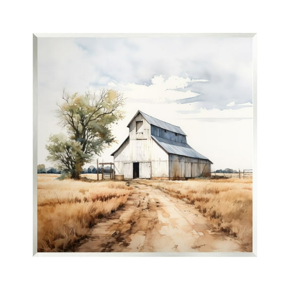 Stupell Industries Farmhouse Barn Landscape Landscape Painting Unframed Art Print Wall Art, 12 x 12