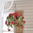 thumbnail image 2 of OakRidge Artificial Geranium Hanging Stem – Red, 23 ½” Long – Faux Floral Home Décor for Indoor/Outdoor Use, 2 of 3