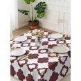 thumbnail image 3 of Retro Boho Suqare Tablecloth - 54 x 54 Inch, Dark Red Geometric Pattern Rhombic Bohemia Waterproof & StainResistant Tablecloth, Washable Oil-proof Table Cover for Dining/Party/Wedding/Camping/Buffet, 3 of 9