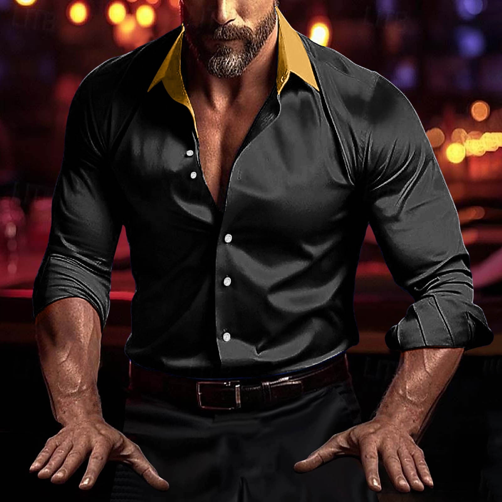 black dress shirt with gold accents Eight-X | Designer Dress Shirts main image 0