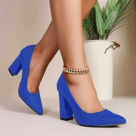 

UIX Black Court Shoes for Women Point Toe Suede Heeled