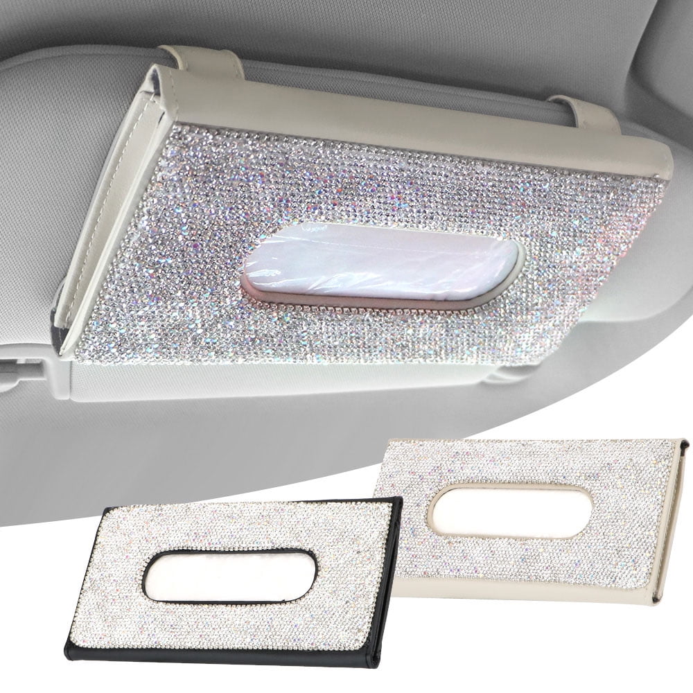 TopMax Sparkling Visor Tissue Holder Car Bling Rhinestone Towel Box Auto Interior Decor Styling