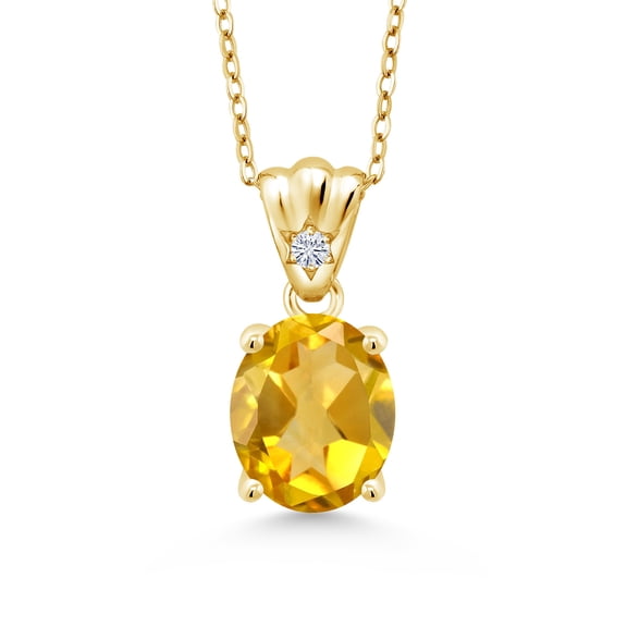 Gem Stone King 18K Yellow Gold Plated Silver Pendant Citrine Moissanite (3.24 Cttw)