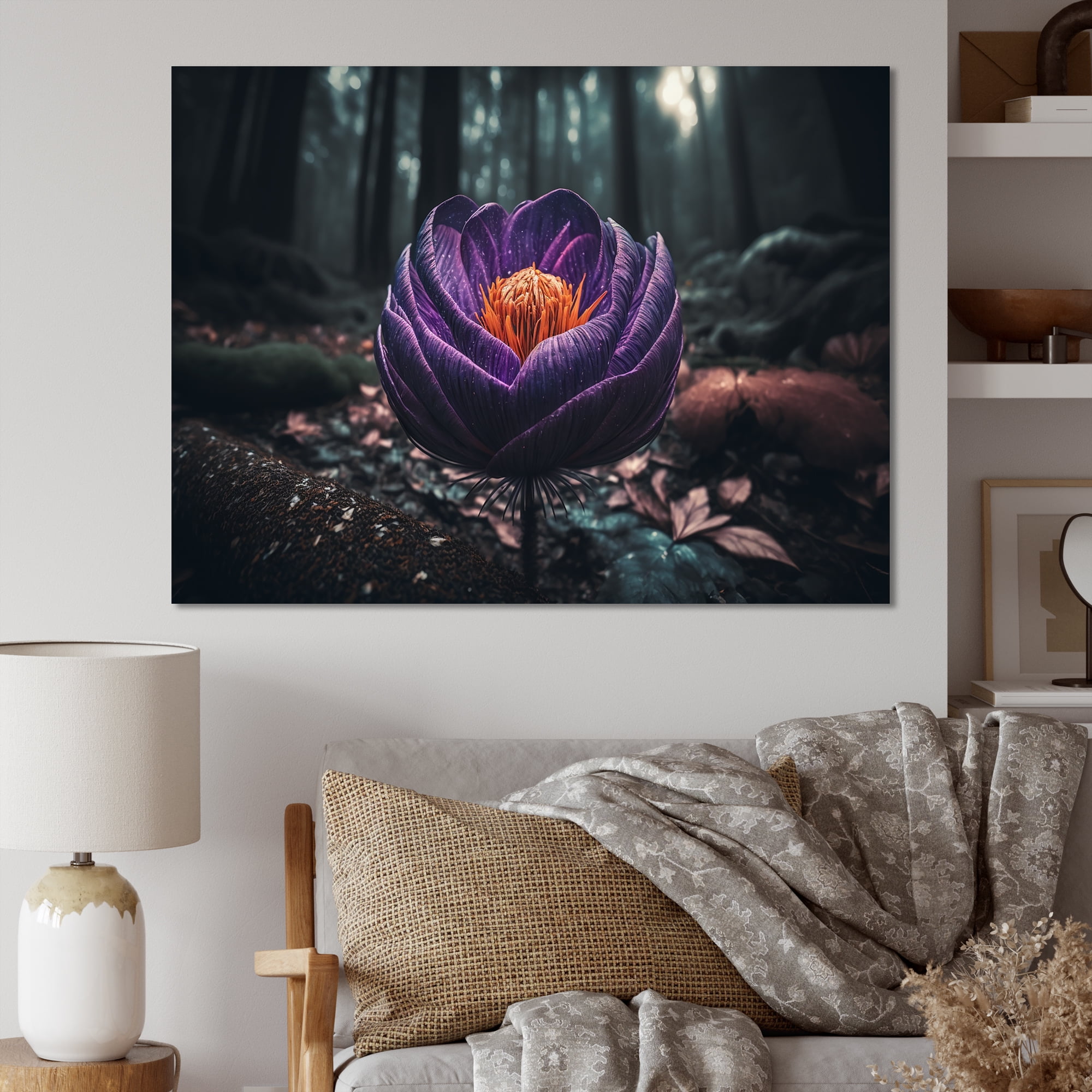 Designart A Blooming Crocus Flower In Winter I Canvas Wall Art