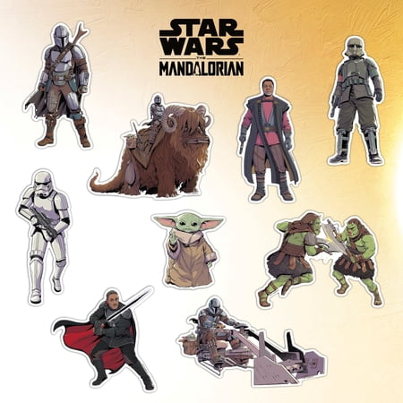 Disney Star Wars Mandalorian Decals – Set of 9 Vinyl Stickers Baby Yoda Grogu Moff Gideon Stormtrooper Car Laptop Computer Kids Adults Water Bottles Waterproof