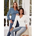 thumbnail image 4 of Camiseta Grace Karin de manga larga con cuello en V para mujer, talla XL, color blanco, 4 of 7