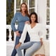 thumbnail image 4 of Camiseta Grace Karin de manga larga con cuello en V para mujer, talla XL, color blanco, 4 of 7