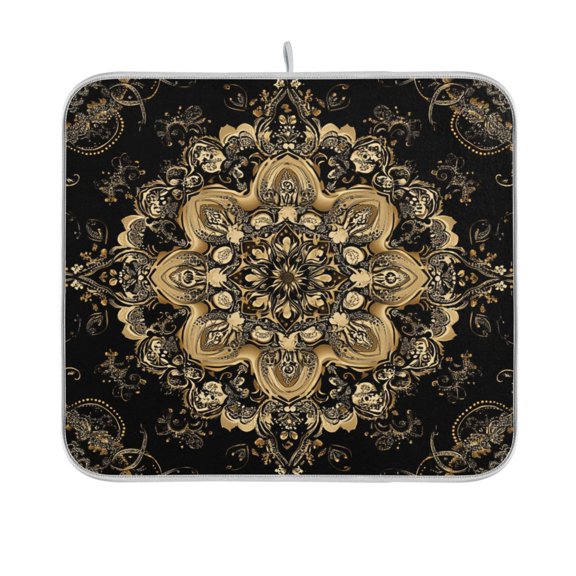 BZSMCE Dish Drying Mat Gold Blossom Fashion Pattern Design Drying Mats