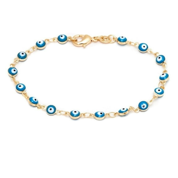 Amy and Annette 18K Gold Evil Plated Eye Anklet, 10 in, Brass, 1 Count