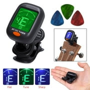 AT-01A Guitar Tuner, Rotatable Clip-on Tuner LCD Display for Chromatic Acoustic Guitar Bass Ukulele Guitar Accessories