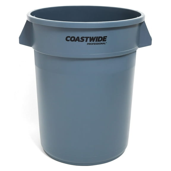 Staples Coastwide Professional Plastic Trash Can with no Lid Gray 32 Gal. (CW50716)