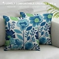 thumbnail image 3 of Fenyluxe Navy Blue Teal Floral Pillow Covers Summer Light Blue Lime Green Flower Leaves Block Print Decorative Throw Pillow Cases Outdoor Farmhouse Decoration for Sofa Couch Bed 22x22in, 3 of 5