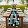 thumbnail image 4 of Table Runners 90 Inches Long Dress Scarves, Teal Blue Black Geometric Farmhouse Coffee/Dining/Kitchen Table Runner for Living Room, Modern Abstract Art Block 13x90 Inch, 4 of 9