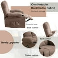 thumbnail image 3 of BTMWAY Heated Massage Recliner Chair, Fabric Manual Recliner Couch with Rocking Function, Cup Holder and Side Pocket, Ergonomic Reclining Sofa Massage Lounge Chair for Adults Elderly, Brown, 3 of 11